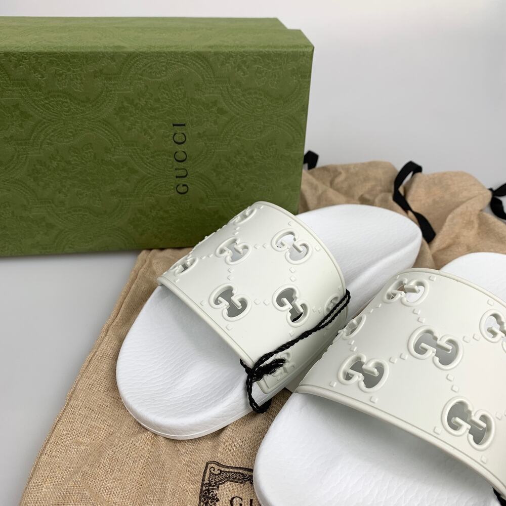 NIB Gucci GG slides Rubber White Size 37 Casual